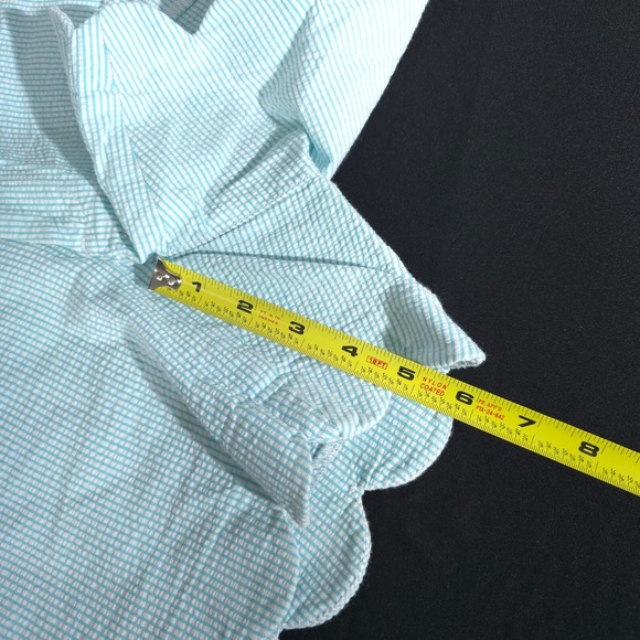 Lilly Pulitzer The Buttercup Short Blue Turquoise Seersucker Stripe Size 0 Beach - Picture 8 of 16